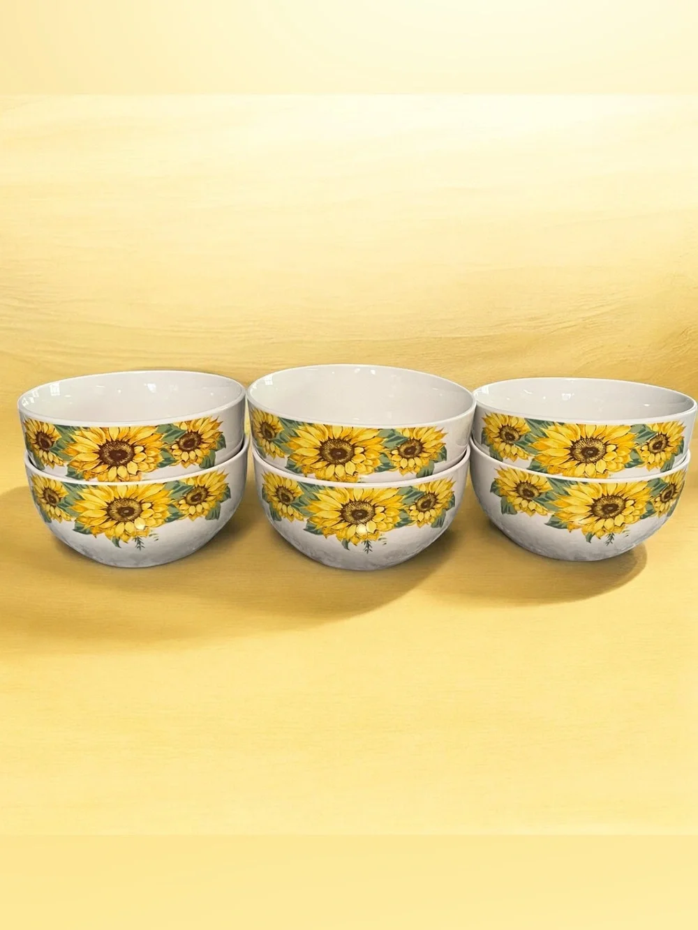 Royal Norfolk 6 Sunflower Cereal Bowls Fall Floral Country Boho Cottagecore